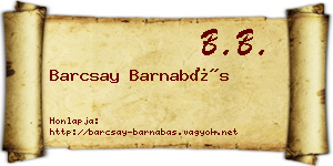 Barcsay Barnabás névjegykártya